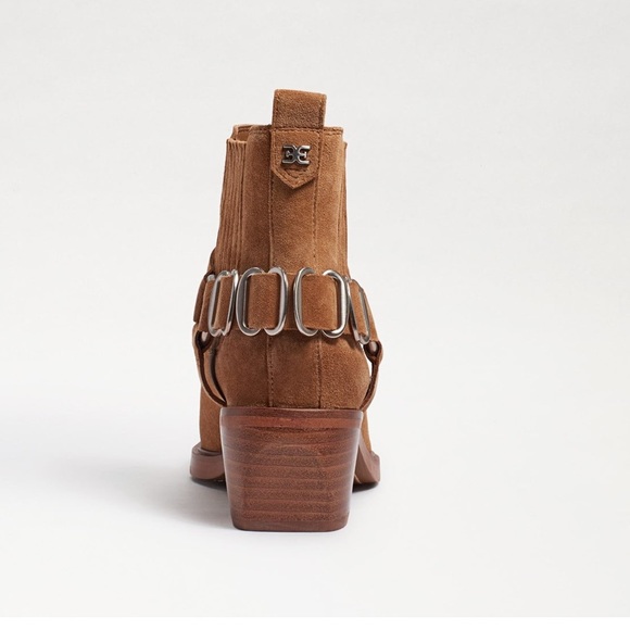 SAM EDELMAN Bellamie suede Leather Studded Harness Chelsea Moto boot size 6 $200 - Picture 3 of 15